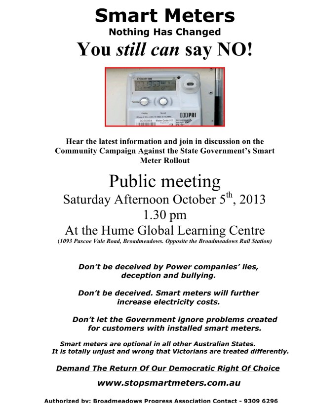 Broadmeadows Public Meeting Oct 5th, 2013