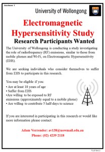 Wollongong Uni EHS study flyer